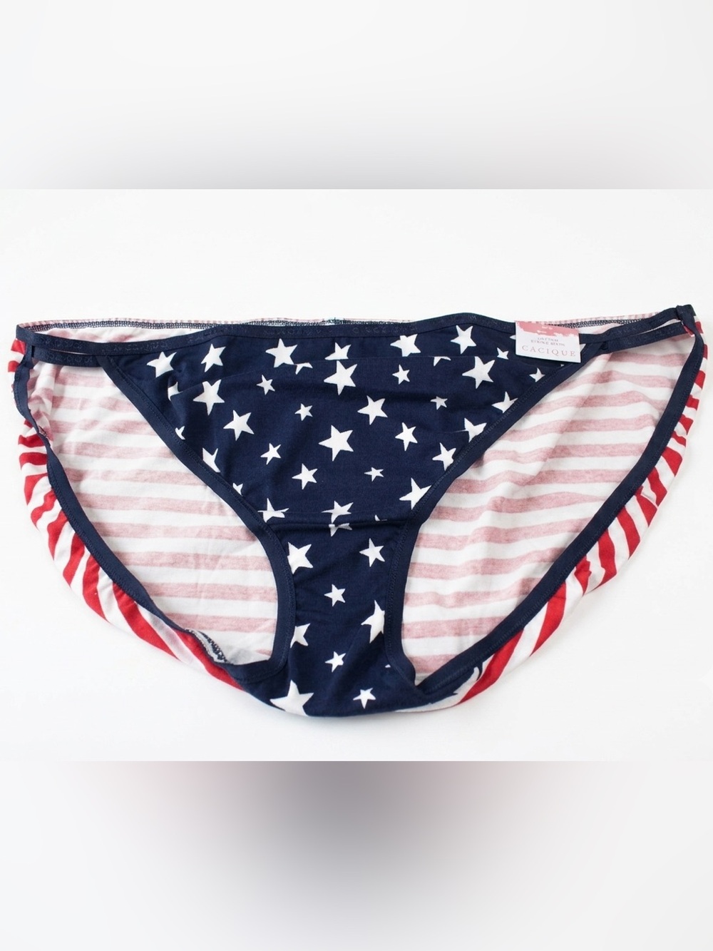 Cacique Navy & White Star Bikini-Style' Bottoms with Red Stripe Sides
